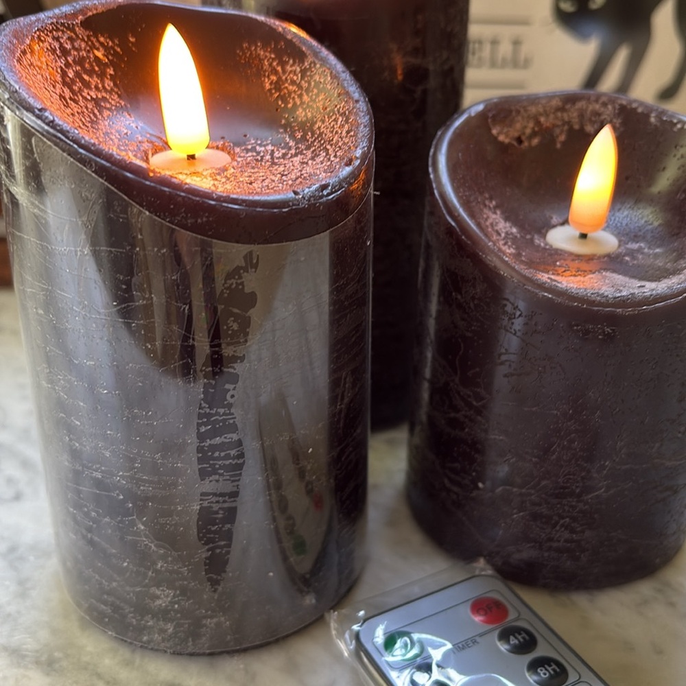 SET/3 Flameless Flickering Black Candles Remote:Halloween, Goth, Romance, Spooky - Picture 8 of 12